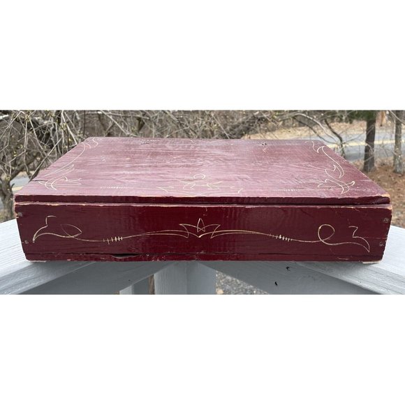 Antique - Vintage Wooden Letter Lap Desk Box Hand Painted Primitive Edwardian - Picture 8 of 16